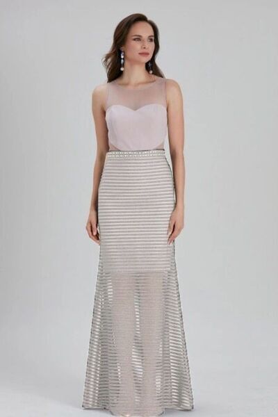Neva Style Ekru Saten Bulava Abiye Elbise 4380E