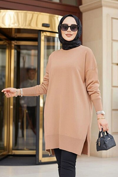 Neva Style Bisküvi Tesettür Triko Kazak Tunik 17203BS