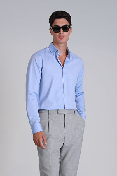 Lufian Danıel Erkek Basic Gömlek Slim Fit Mavi