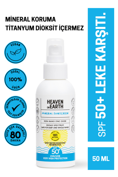 Heaven on Earth Spf 50 Vegan Mineral Sunscreen 100% Natural Waterproof Very H...