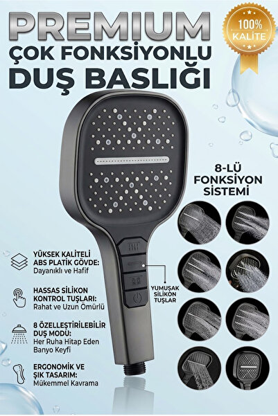 banyonatural Yüksek Basınçlı Piyano Basmalı El Duş Başlığı – Su Tasarruflu An...
