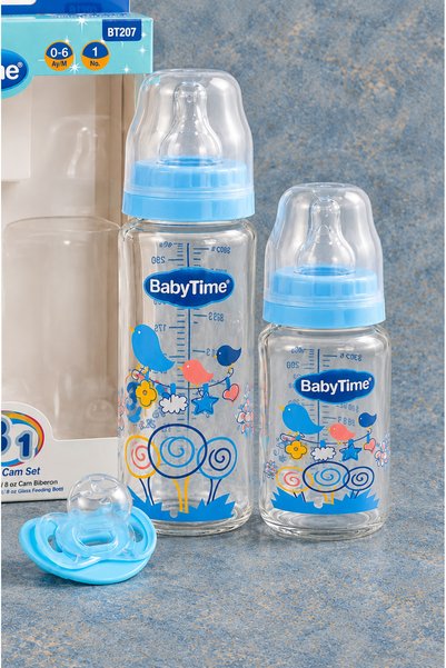 Rocha Baby 3’lü Kutulu Cam Biberon Seti 250 ml + 125 ml + Emzik 0-6 Ay
