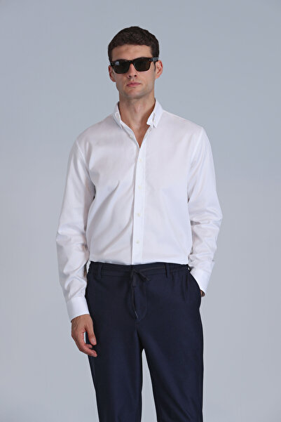 Lufian Jakob Erkek Basic Gömlek Slim Fit Beyaz