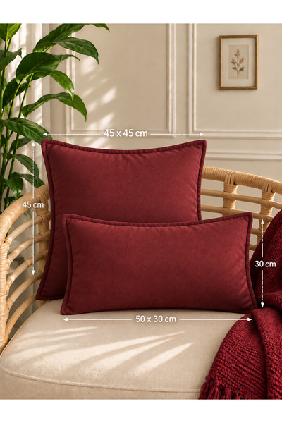 Decamor home İnci Kadife Dokulu Bordo Kırlent Kılıfı