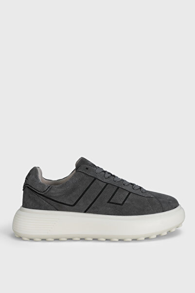 Lufian Frank Erkek Deri Sneaker Ayakkabı Koyu Gri