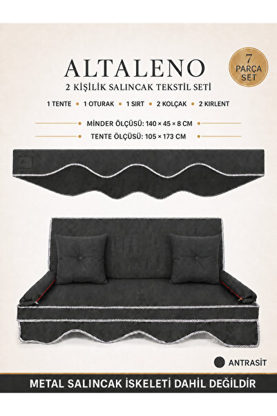 Zishome 2 Kişilik Bahçe Balkon Salıncağı Tekstil Seti 140x45x8 Cm Minder Ölçü...