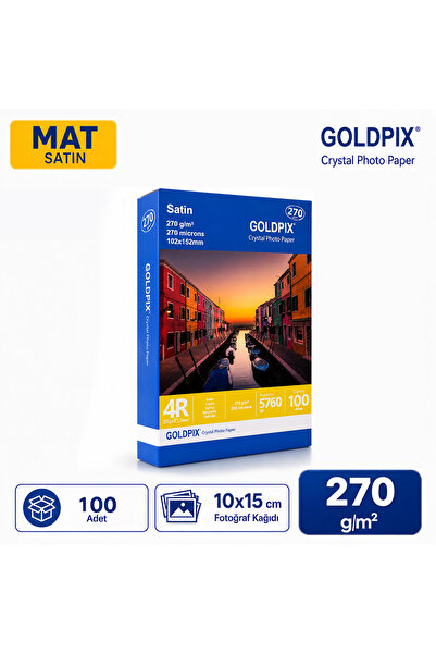 Goldpix 270gr 10x15cm Mat Fotoğraf Kağıdı - 100 Adet Satin İnkjet