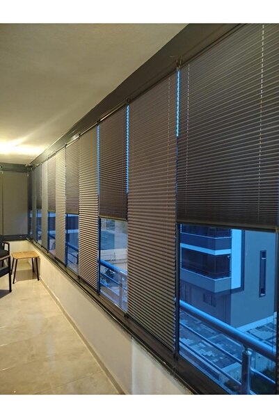 yiteks plise perde ANTRASİT Katlanabilir Cam Balkon Plise Perdesi (İsteğe Bağ...