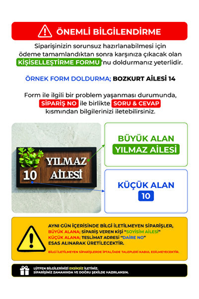 MiwoHome Kişiye Özel Ahşap Kapı İsimliği – 10x20 cm MDF Dekoratif Kapı Tabelası