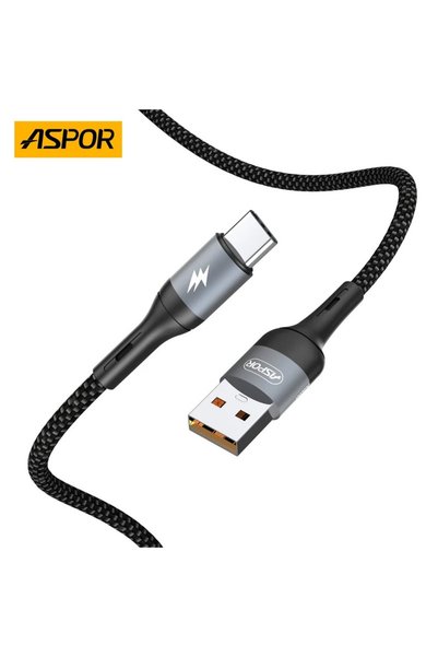 Aspor Cablu USB-A la USB-C, Nylon Împletit, Încărcare Rapidă 5A, 1m - AC53