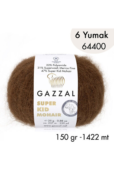 Gazzal Super Kid Mohair 64400 - 6 Yumak 150 gr