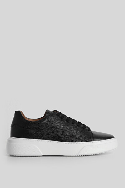 Lufian Tommy Erkek Deri Sneaker Ayakkabı Siyah