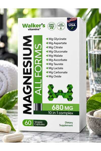 Magnezyum All Forms (SİTRAT, MALAT, BİSGLİSİNAT, TAURAT, LAKTAT, ASKORBAT, GLUKONAT, ASPARTAT, B6)