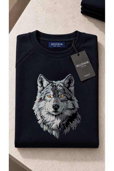 ÜÇ BOYUTLU KURT NAKIŞLI SWEATSAHİRT
