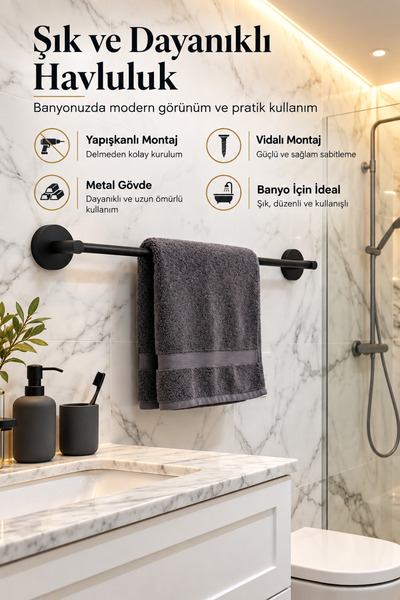 UG Home Siyah Uzun Havluluk