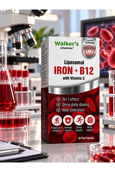 Walker's Vitamins Lipozomal B12 Demir C vitamini Methylcobalamin ( Metilkobal...