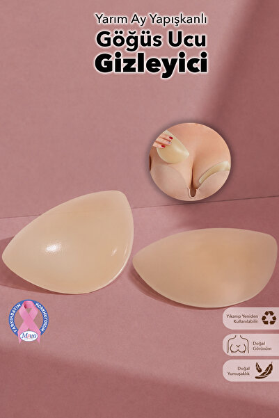 Juene Yarım Ay Model Göğüs Ucu Gizleyici - Yapışkanlı Suya Tere Dayanıklı Göğ...