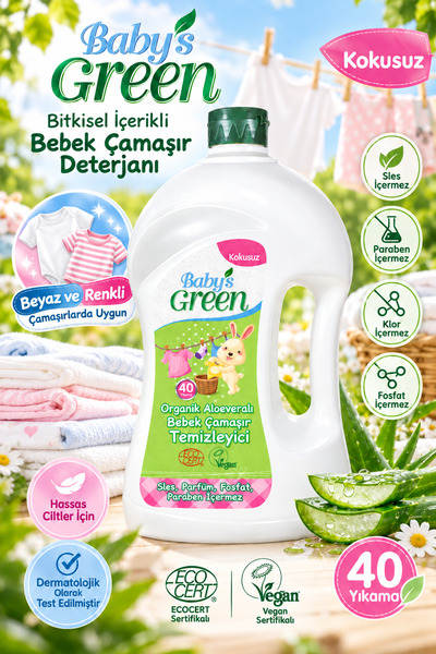 Mom's Green Bitkisel İçerikli Sıvı Bebek Çamaşır Deterjanı Hassas Ciltler 1,5...