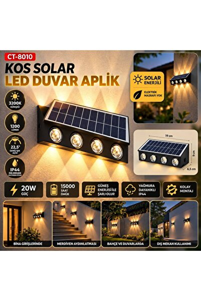 Cata 20w Dış Mekan Modern Aplik Kos Solar 3200K CT-8010 i