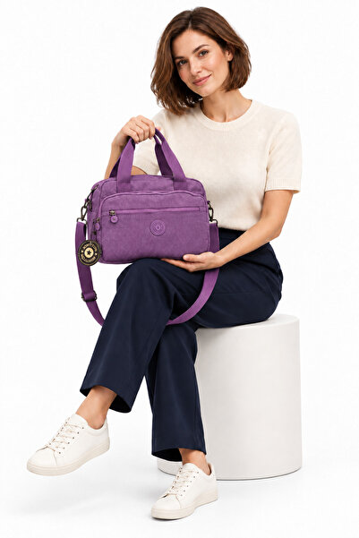 Bevitton Unisex Purple Shoulder Bag Water Resistant Crinkle Fabric 7000