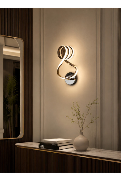 best power مصباح جدار LED حلزوني أسود فاخر 24 واط بـ 3 درجات إضاءة - تصميم فن...