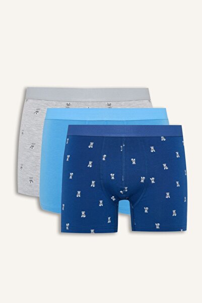 DeFacto Regular Fit Flexible Waistband Patterned 3-Piece Boxer H9593Ax26Au