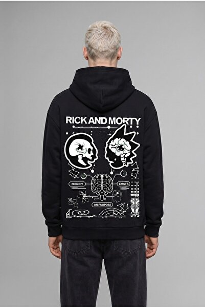 DeFacto Rick and Morty Boxy Fit Kapüşonlu Kanguru Cepli Baskılı Sweatshirt H2...