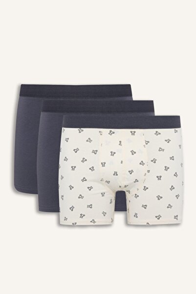 DeFacto Regular Fit Desenli Beli Lastikli 3'lü Boxer I3464AX26AU