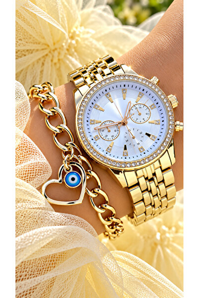 Bonicce Yellow Color, Metal Cord Women's Wristwatch Bracelet in Special Gift Box