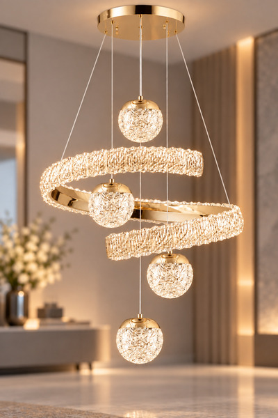 İstanbul Avize Koza 4 Toplu Gold Kumandalı Led 3 Renk Ledli Modern Avize