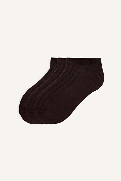 DeFacto Men's 3-Piece Ribbed Bootie Socks I5232Axns