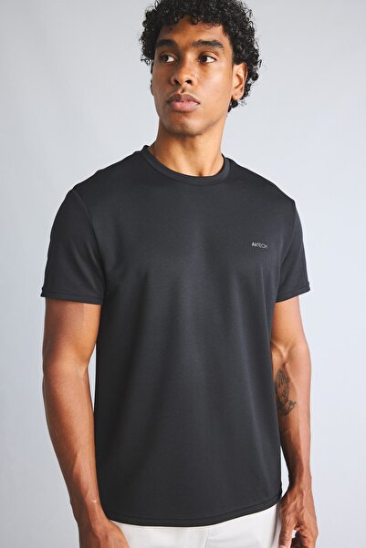 DeFacto Breathable Standard Fit Crew Neck Sportsman Short-Sleeve Black T-Shir...
