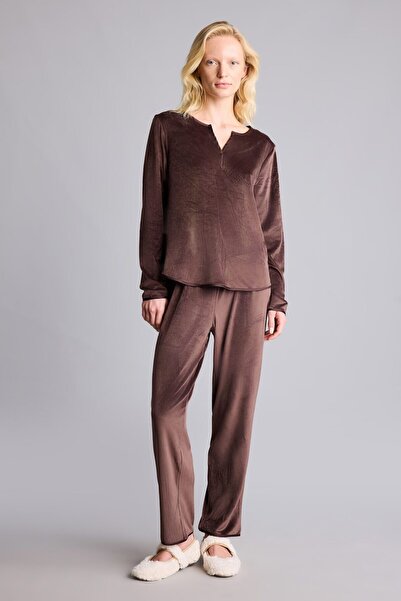 DeFacto Regular Fit Long Sleeve 2-Piece Velour Set A3356Ax26Au