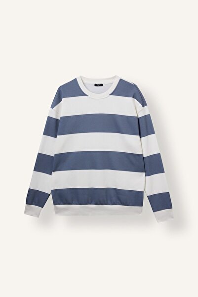 DeFacto Boxy Fit Crew Neck Striped Sweatshirt A9066Ax25Au