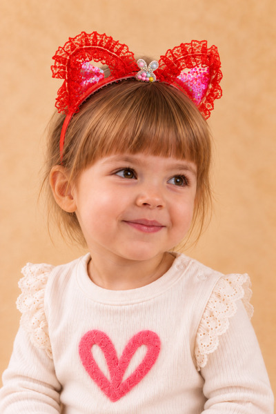 Rocha Baby Girl's Lace Detailed Transparent Eared Crown - Sparkling Hair Acce...