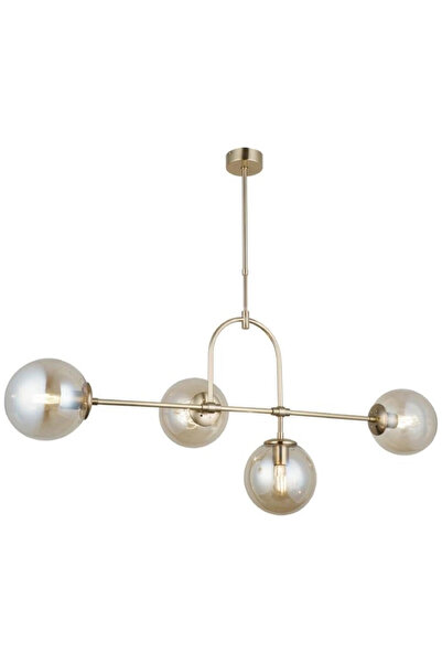 NZL Lighting Portemo 4'lü Antik Lak Camlı Sarkıt Avize ve Camlı Avize