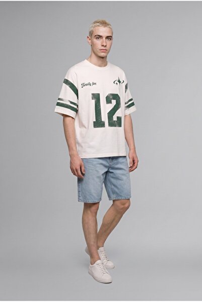 DeFacto 100% Cotton Boxy Fit Crew Neck Printed Short Sleeve T-Shirt J0769Ax26Au