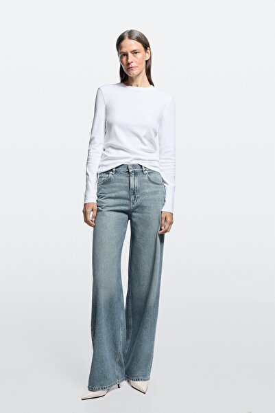 Massimo Dutti Yüksek bel geniş paça jean