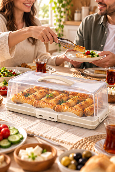 Sunplast 1 Adet Dikdörtgen Şeklinde Pasta Taşıma Kabı Piknik Gezi İçin Kek Fa...