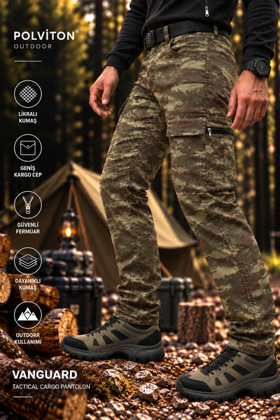 Polviton Cargo Pants Tactical Combat Camouflage Slim Fit