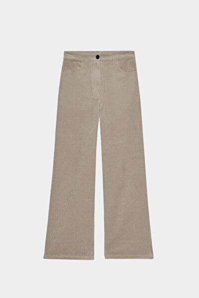 Açelya Okcu Premium Palmis High Waist Wide Leg Velvet Trousers