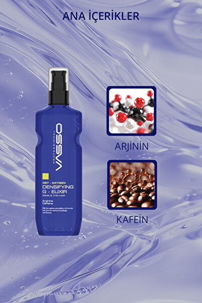 VASSO WOMEN İnce Telli Saçlar İçin Arjinin Ve Kafein Içeren Hacim Ve Dolgunlaştırıcı Jel Iksir G-elixir 175 ml