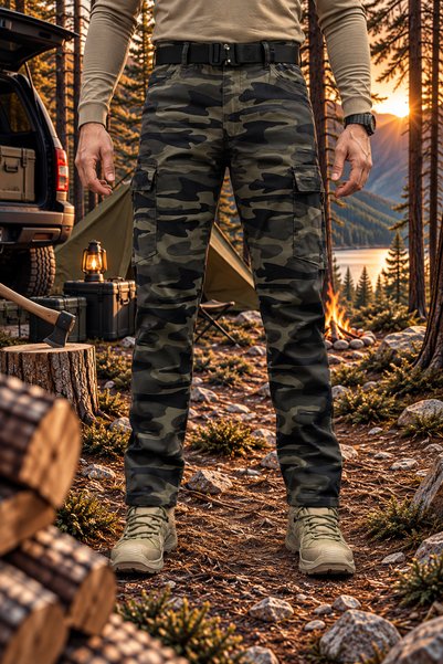 Polviton Men's Cargo Pants Combat Regular Fit Camouflage Military