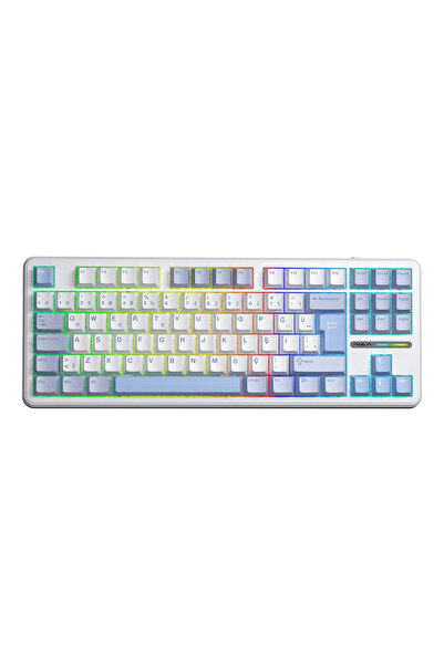 Aula F87 PRO Mekanik RGB TKL GrayWood V4 Switch Kablosuz Makrolu Hot Swap Tür...