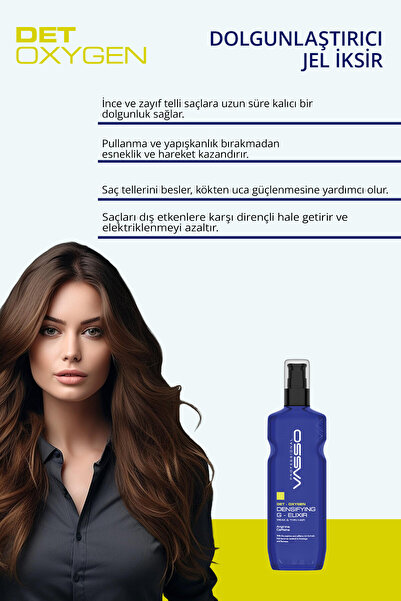 VASSO WOMEN İnce Telli Saçlar İçin Arjinin Ve Kafein Içeren Hacim Ve Dolgunlaştırıcı Jel Iksir G-elixir 175 ml