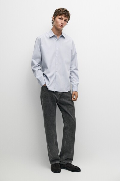 Massimo Dutti %100 pamuklu regular fit çizgili gömlek