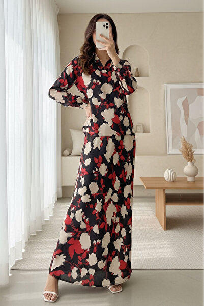 Modamorfo 8018 Set dublu din satin cu model - Bej