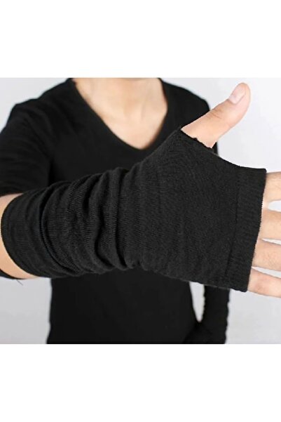 Nishstyle Unisex Aksesuar Siyah Örme Kumaş Parmaksız Kolluk Eldiven