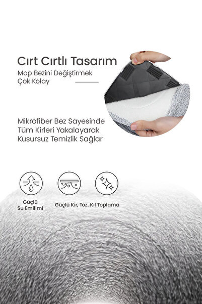 Youban Temiz Su Ile Kirli Suyu Ayıran Otomatik Temizlik Seti Pro +1 Yedek Mop Bezli