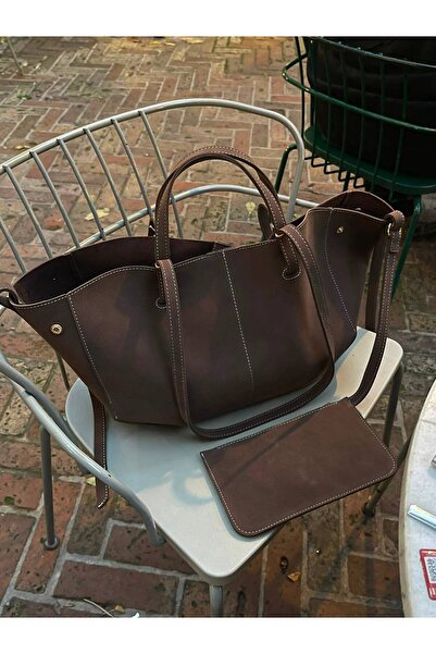 na nura collection Suede Brown Polen Hand and Shoulder Bag